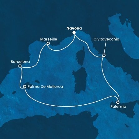 Taliansko, Francúzsko, Španielsko ze Savony na lodi Costa Smeralda