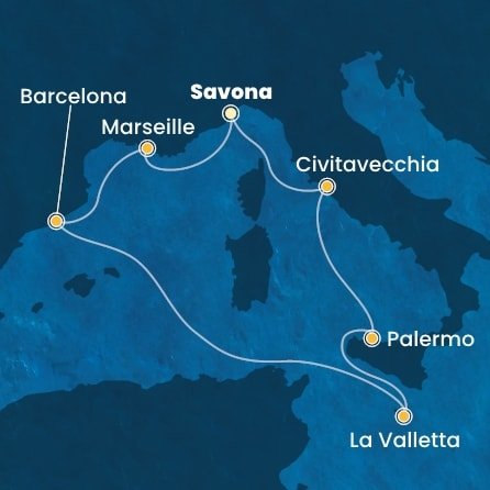 Taliansko, Francúzsko, Španielsko, Malta ze Savony na lodi Costa Pacifica