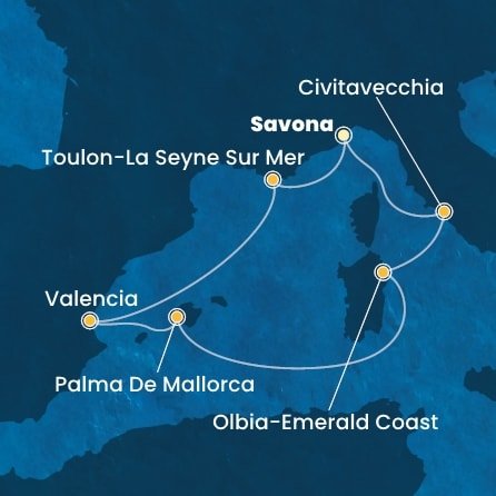 Taliansko, Francúzsko, Španielsko ze Savony na lodi Costa Pacifica