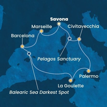 Taliansko, Francúzsko, Španielsko, Tunisko ze Savony na lodi Costa Toscana