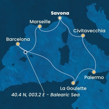 Taliansko, Francúzsko, Španielsko, Tunisko ze Savony na lodi Costa Pacifica