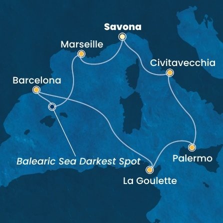 Taliansko, Francúzsko, Španielsko, Tunisko ze Savony na lodi Costa Pacifica