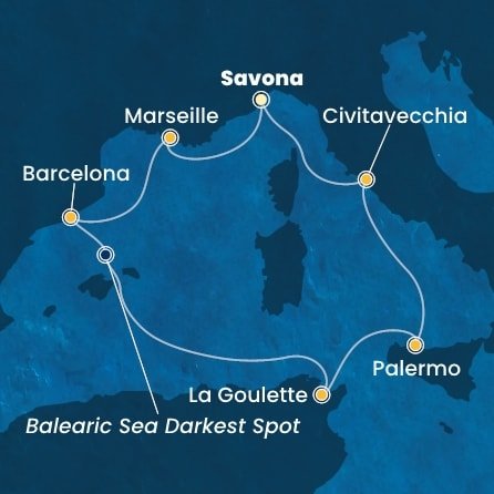 Taliansko, Francúzsko, Španielsko, Tunisko ze Savony na lodi Costa Pacifica