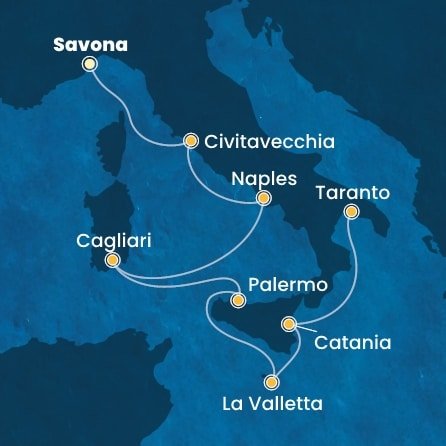 Taliansko, Malta ze Savony na lodi Costa Serena