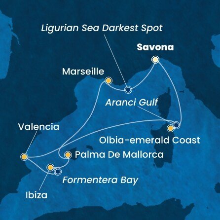 Taliansko, Španielsko, Francúzsko ze Savony na lodi Costa Fascinosa