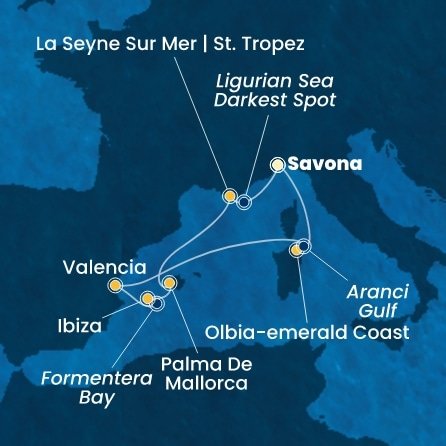 Taliansko, Španielsko, Francúzsko ze Savony na lodi Costa Fascinosa