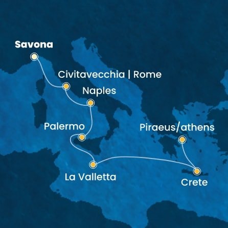 Taliansko, Malta, Grécko ze Savony na lodi Costa Pacifica
