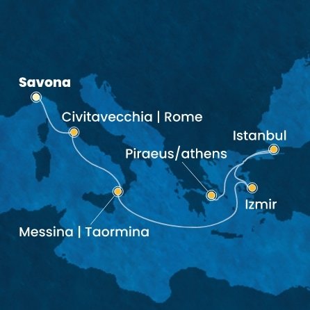 Turecko, Grécko, Malta, Taliansko, Španielsko, Francúzsko z Istanbulu na lodi Costa Fortuna