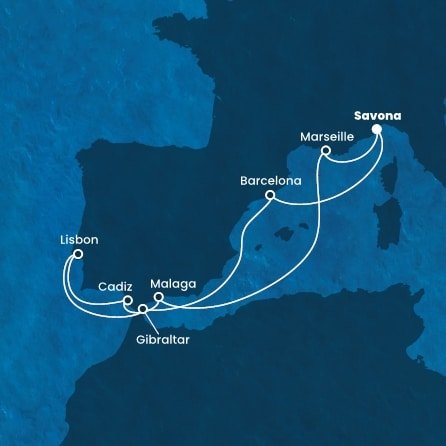 Taliansko, Španielsko, Gibraltár, Portugalsko, Francúzsko ze Savony na lodi Costa Diadema