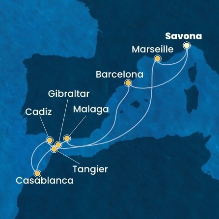 Taliansko, Španielsko, Gibraltár, Maroko, Francúzsko ze Savony na lodi Costa Fascinosa