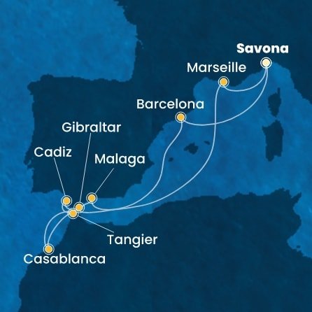 Taliansko, Španielsko, Gibraltár, Maroko, Francúzsko ze Savony na lodi Costa Fascinosa