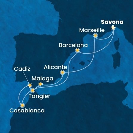 Taliansko, Španielsko, Maroko, Francúzsko ze Savony na lodi Costa Diadema