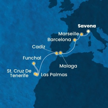 Taliansko, Francúzsko, Španielsko, Portugalsko ze Savony na lodi Costa Smeralda