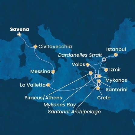 Turecko, Grécko, Malta, Taliansko, Španielsko, Francúzsko z Istanbulu na lodi Costa Fortuna