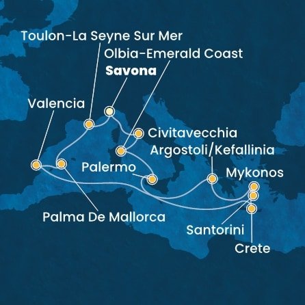 Taliansko, Francúzsko, Španielsko, Grécko ze Savony na lodi Costa Pacifica
