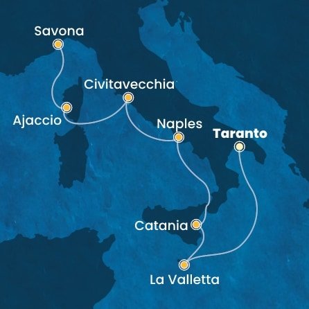 Taliansko, Malta, Francúzsko na lodi Costa Serena