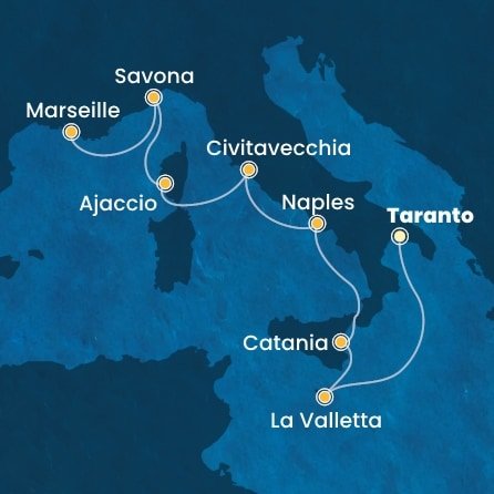 Taliansko, Malta, Francúzsko na lodi Costa Serena