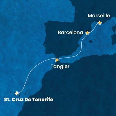 Španielsko, Maroko, Francúzsko z Tenerife na lodi Costa Smeralda