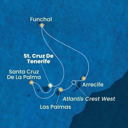 Španielsko, Portugalsko, z Lanzarote z Tenerife na lodi Costa Smeralda