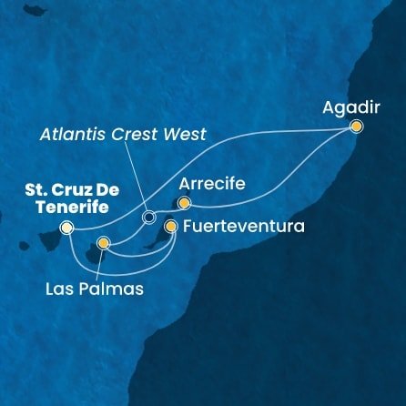 Španielsko, Maroko, z Lanzarote z Tenerife na lodi Costa Smeralda