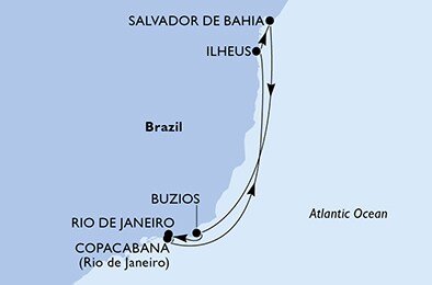 Brazília z Rio de Janeira na lodi MSC Seaview