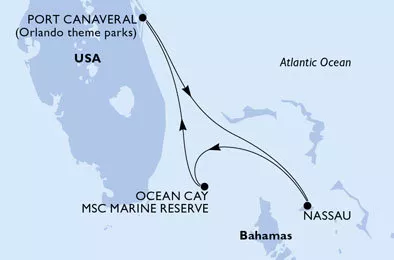 USA, Bahamy z Port Canaveralu na lodi MSC Seashore
