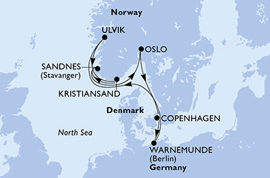 Nemecko, Nórsko, Oslo, Dánsko z Warnemünde na lodi MSC Magnifica
