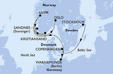 Švédsko, Dánsko, Nemecko, Nórsko, Oslo zo Štokholmu na lodi MSC Magnifica