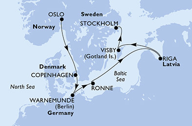 Oslo, Dánsko, Nemecko, Lotyšsko, Švédsko z Osla na lodi MSC Magnifica