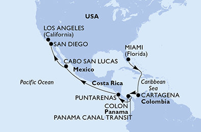 USA, Kolumbia, Panama, Kostarika, Mexiko z Miami na lodi MSC Poesia