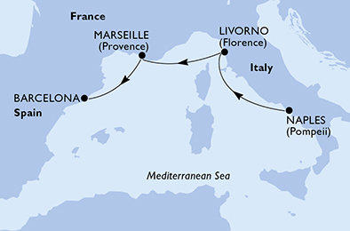 Taliansko, Francúzsko, Španielsko z Neapolu na lodi MSC Meraviglia