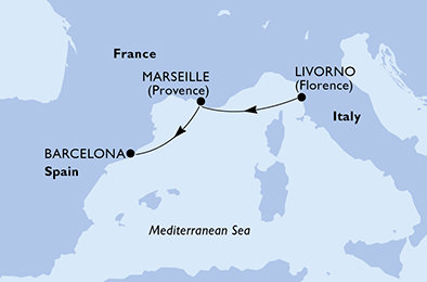 Taliansko, Francúzsko, Španielsko z Livorna na lodi MSC Meraviglia