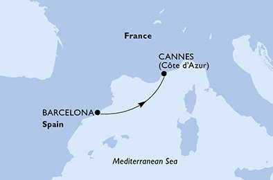 Španielsko, Francúzsko z Barcelony na lodi MSC Grandiosa