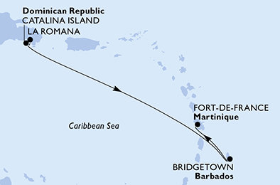 Dominikánska republika, Barbados, Martinik z La Romany na lodi MSC Opera