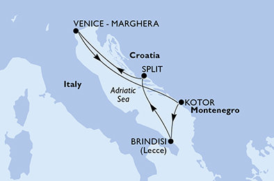 Taliansko, Čierna Hora, Chorvátsko z Marghery na lodi MSC Armonia