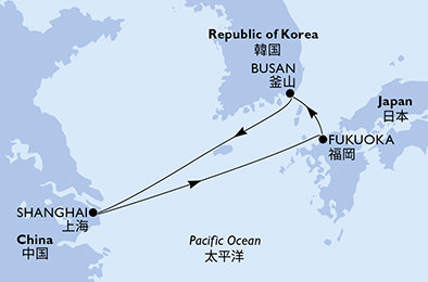 Čína, Japonsko, Južná Kórea zo Šanghaja na lodi MSC Bellissima