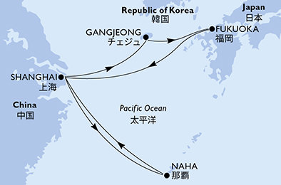 Čína, Japonsko, Južná Kórea zo Šanghaja na lodi MSC Bellissima