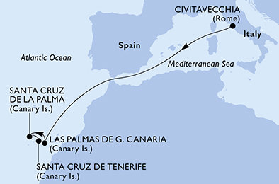 Taliansko, Španielsko z Civitavechie na lodi MSC Fantasia