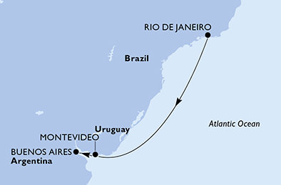 Brazília, Uruguaj, Argentína z Rio de Janeira na lodi MSC Splendida