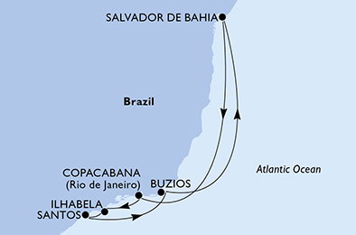 Brazília zo Salvadoru na lodi MSC Virtuosa