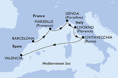 Španielsko, Francúzsko, Taliansko z Barcelony na lodi MSC Sinfonia