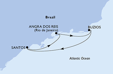 Brazília zo Santosu na lodi MSC Divina