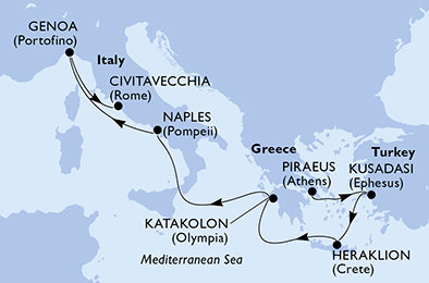 Grécko, Turecko, Taliansko z Pirea na lodi MSC Splendida
