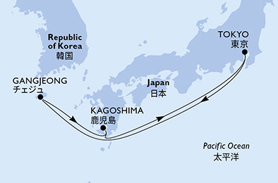 Japonsko, Južná Kórea z Tokia na lodi MSC Bellissima