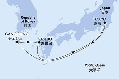 Japonsko, Južná Kórea z Tokia na lodi MSC Bellissima