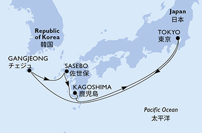 Japonsko, Južná Kórea z Tokia na lodi MSC Bellissima
