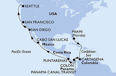 USA, Kolumbia, Panama, Kostarika, Mexiko z Miami na lodi MSC Poesia