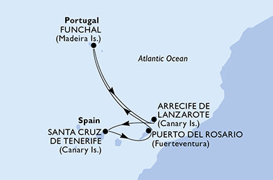 Španielsko, Portugalsko z Lanzarote na lodi MSC Fantasia