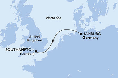 Nemecko, Veľká Británia z Hamburgu na lodi MSC Preziosa