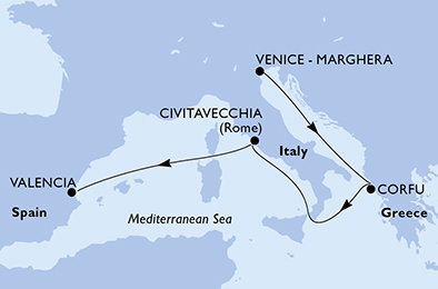 Taliansko, Grécko, Španielsko z Marghery na lodi MSC Lirica